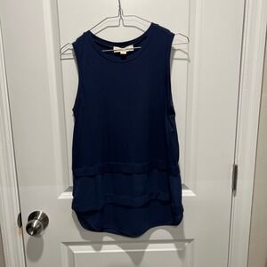 Michael Kors Navy Blue Sleeveless Layered Tank Top Womens Size S